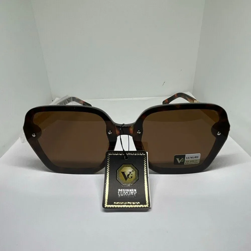 VG Tortoise Oversized Square Fashion Sunglasses UV400 – Designer Style – New